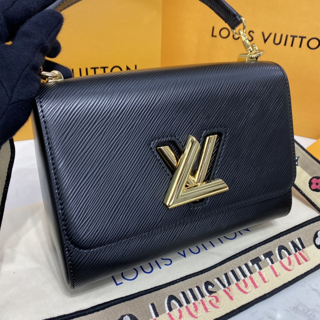 Louis Vuitton TWIST MM Handbag Epi Leather M57505 Black